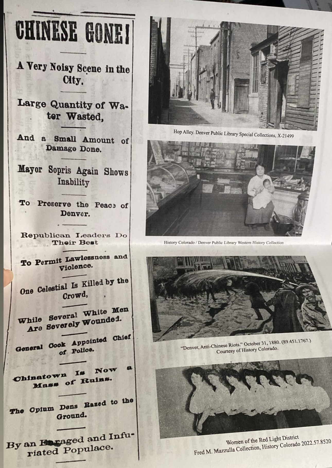 News clippings and photos from Denver Central Library archives