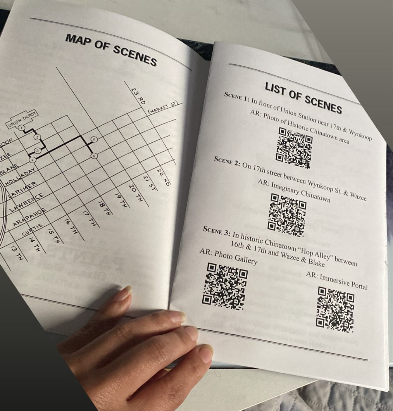 Program: map of scenes with AR codes